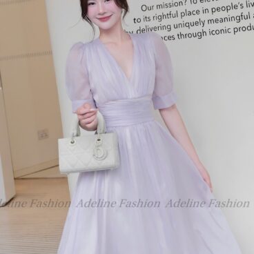 Adeline House - Đầm Voan Tím Lavender Thanh Lịch Dáng Midi
