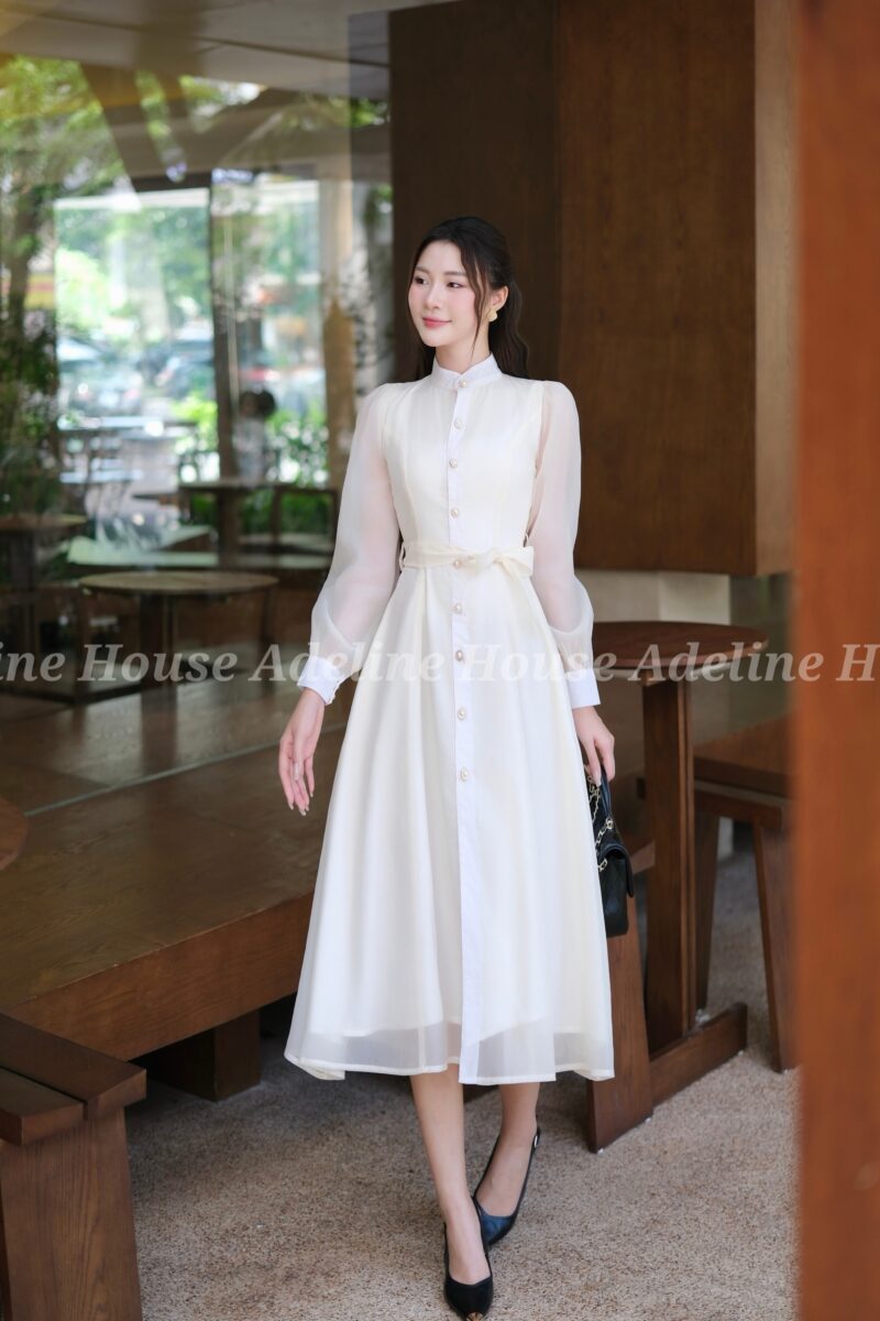 Adeline House - Đầm Voan Trắng Dáng Dài Cao Cấp – Thiết Kế Thanh Lịch Adeline House