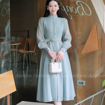 Adeline House - Đầm Voan Xanh Ngọc Dáng Dài Cao Cấp – Thiết Kế Thanh Lịch Adeline House