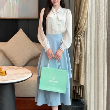 ADELINE HOUSE - Set Áo Voan Nơ & Chân Váy Xanh Baby