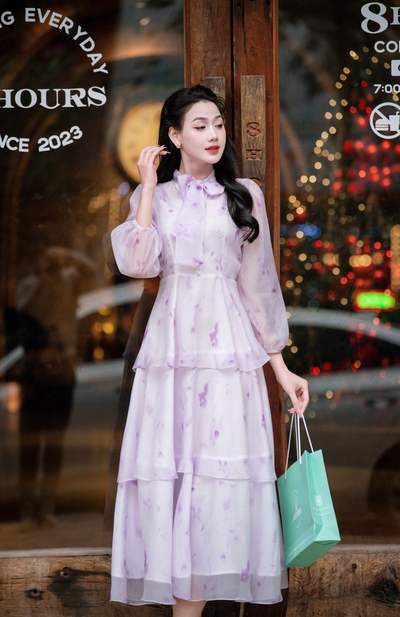 Adeline house - Váy voan hoa nơ cổ "Dew Blossom – ADELINE - TK148.2