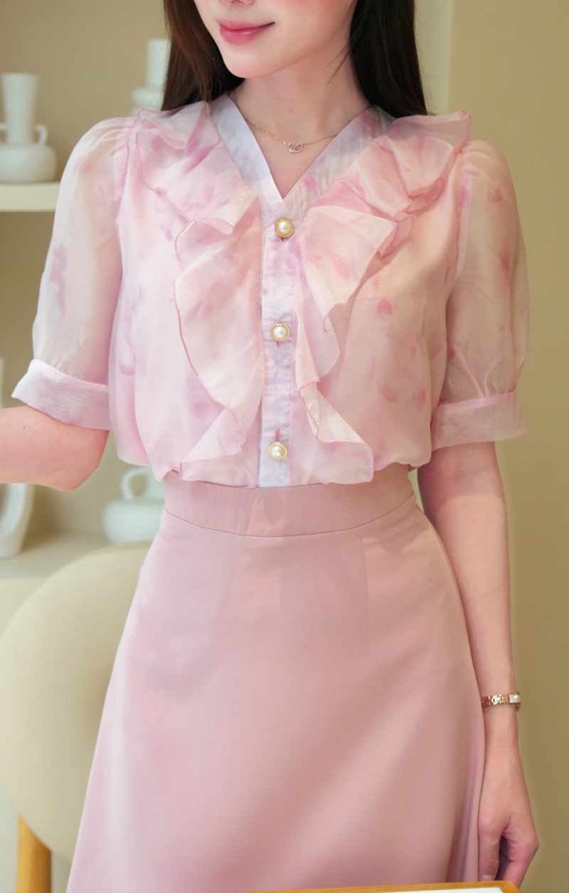 Alternative view of Adeline House - Set áo voan bèo + chân váy dài thanh lịch- TK183.1